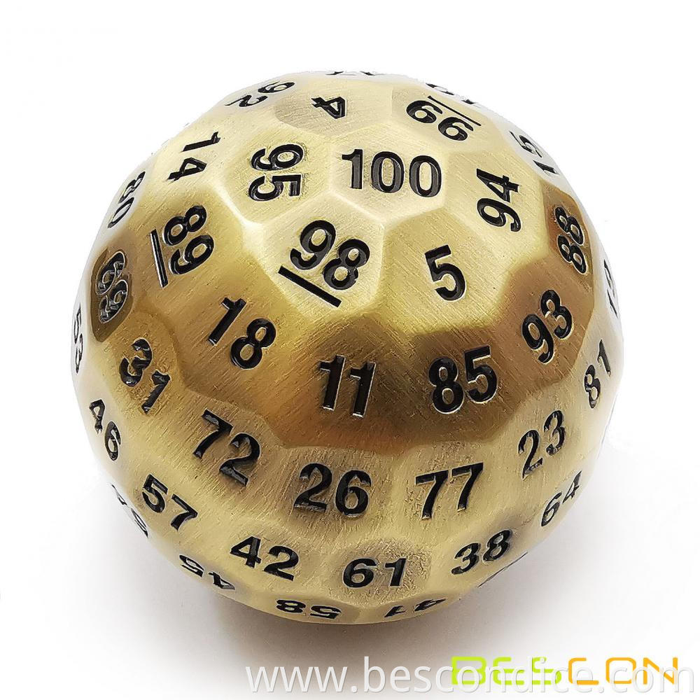 Solid Metal 100 Sided Polyhedral Dice 3